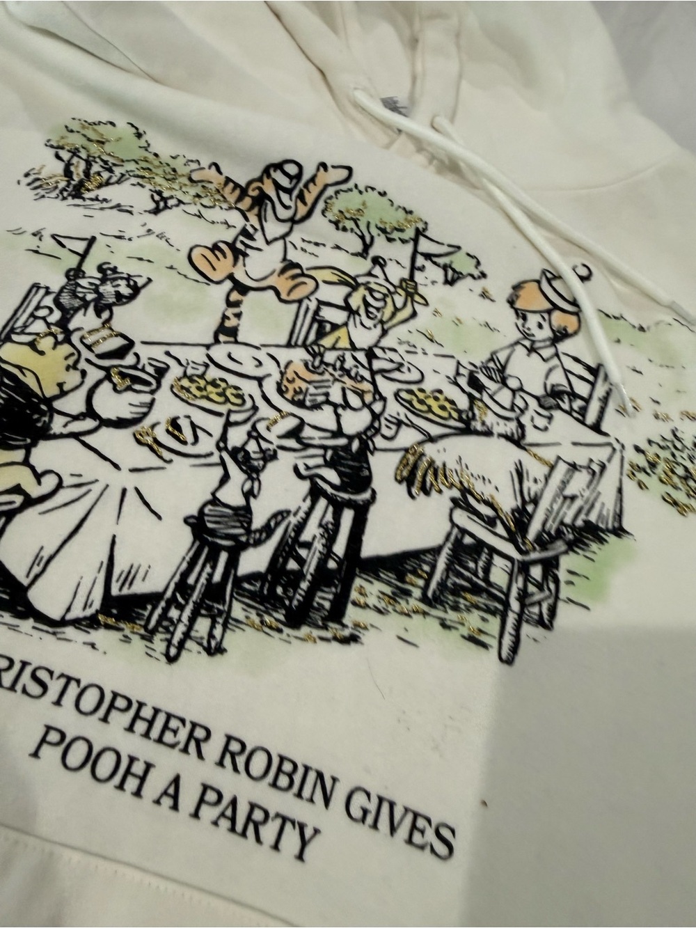 XXL Disney Womens Cream Christopher Robin Pooh Pullover Hoodie Plus Size 2X Top - Picture 11 of 13